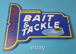 Vintage Pacific Bait Tackle Sign Porcelain Fishing Service Gas Pump Sign