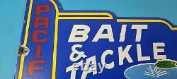 Vintage Pacific Bait Tackle Sign Porcelain Fishing Service Gas Pump Sign