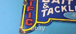 Vintage Pacific Bait Tackle Sign Porcelain Fishing Service Gas Pump Sign
