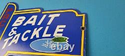 Vintage Pacific Bait Tackle Sign Porcelain Fishing Service Gas Pump Sign