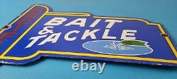 Vintage Pacific Bait Tackle Sign Porcelain Fishing Service Gas Pump Sign