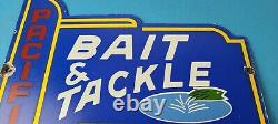 Vintage Pacific Bait Tackle Sign Porcelain Fishing Service Gas Pump Sign