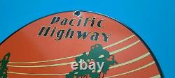Vintage Pacific Highway Gasoline Porcelain Gas Service Station Pump Plate Sign
