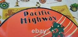 Vintage Pacific Highway Porcelain Gasoline Service Station Old Car Auto Sign