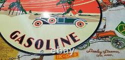 Vintage Pacific Highway Porcelain Gasoline Service Station Old Car Auto Sign