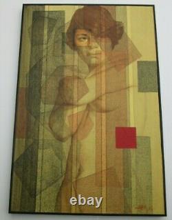 Vintage Painting Nude Woman Female Pretty Model Surreal Cubist Cubism Abstract