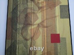 Vintage Painting Nude Woman Female Pretty Model Surreal Cubist Cubism Abstract