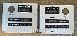 Vintage Pair of Wayne Porcelain Enamel Gas Pump Face Plates Super RARE
