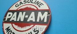 Vintage Pan-am Gasoline Porcelain Gas Oil Service Station Pump Plate 7 Sign