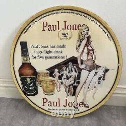 Vintage Paul Jones Porcelain Gas Oil Beer Man Cave Bar Drink Whiskey Pump Sign