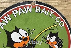Vintage Paw Paw Tackle Fishing Lures Porcelain Sign Gas Bait Outboard Rapala