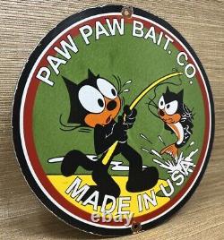 Vintage Paw Paw Tackle Fishing Lures Porcelain Sign Gas Bait Outboard Rapala