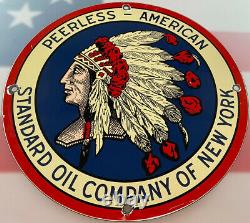 Vintage Peerless American Porcelain Sign Standard Motor Oil Gas Station Pump