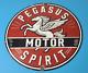 Vintage Pegasus Sign Gas Motor Spirit Pump Service Porcelain Sign