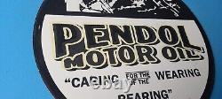 Vintage Pendol Motor Oil Porcelain Gas Service Station Western Pump Plate Sign