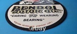 Vintage Pendol Motor Oil Porcelain Gas Service Station Western Pump Plate Sign