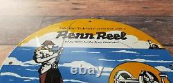 Vintage Penn Reels Porcelain Fish Stories Tackle Service Gas Pump Lures Sign