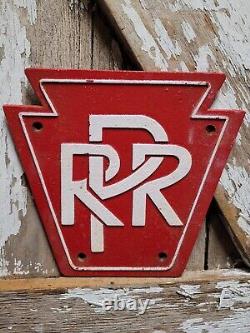 Vintage Pennsylvania Railroad Sign Cast Iron Metal Train Railway Locomotive Rail
