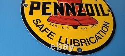 Vintage Pennzoil Gasoline Porcelain Quality Lube Oil Service Station Pump Sign