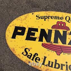 Vintage Pennzoil Motor Oil Gas Station double sided 31 Metal Sign AM 8-75