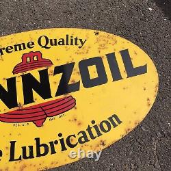 Vintage Pennzoil Motor Oil Gas Station double sided 31 Metal Sign AM 8-75