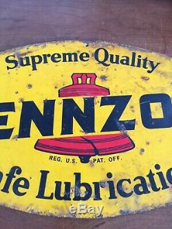 Vintage Pennzoil Oil Can Rack Sign 16 X 10 Original Double Sided Tin