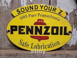 Vintage Pennzoil Porcelain Sign Service Station Gas Oil Lube Garage Gasoline USA