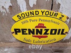 Vintage Pennzoil Porcelain Sign Service Station Gas Oil Lube Garage Gasoline USA