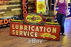 Vintage Pennzoil Sign 1930's Tin Embossed Die Cut Gas Oil Station Advertising
