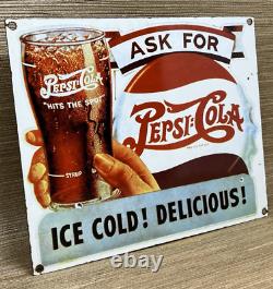 Vintage Pepsi Cola Porcelain Sign Gas Station Bottle Coke Coca Dew A & W Oil