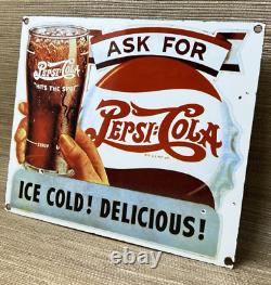 Vintage Pepsi Cola Porcelain Sign Gas Station Bottle Coke Coca Dew A & W Oil