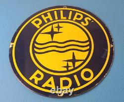 Vintage Philips Radio Sign Stereo Recorder Porcelain Gas Service Sign