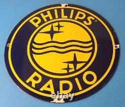 Vintage Philips Radio Sign Stereo Recorder Porcelain Gas Service Sign