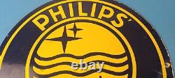 Vintage Philips Radio Sign Stereo Recorder Porcelain Gas Service Sign