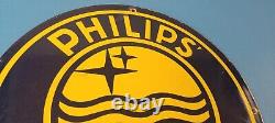 Vintage Philips Radio Sign Stereo Recorder Porcelain Gas Service Sign