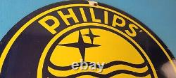 Vintage Philips Radio Sign Stereo Recorder Porcelain Gas Service Sign