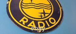 Vintage Philips Radio Sign Stereo Recorder Porcelain Gas Service Sign