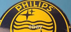 Vintage Philips Radio Sign Stereo Recorder Porcelain Gas Service Sign