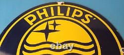 Vintage Philips Radio Sign Stereo Recorder Porcelain Gas Service Sign