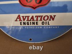 Vintage Phillips 66 Aviation Oil Porcelain Dealership Sign