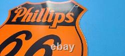 Vintage Phillips 66 Gasoline Porcelain Gas Motor Oil Service Station Pump Sign