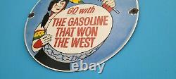 Vintage Phillips 66 Gasoline Porcelain Gas Service Station Oil Pump Indian Sign