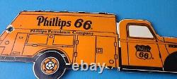 Vintage Phillips 66 Gasoline Sign Gas Oil Truck Service Pump Porcelain Sign