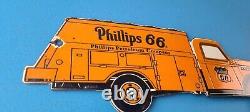 Vintage Phillips 66 Gasoline Sign Gas Oil Truck Service Pump Porcelain Sign