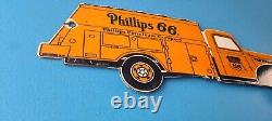 Vintage Phillips 66 Gasoline Sign Gas Oil Truck Service Pump Porcelain Sign