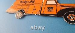 Vintage Phillips 66 Gasoline Sign Gas Oil Truck Service Pump Porcelain Sign