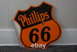 Vintage Phillips 66 Porcelain Metal Gas Oil Rare Sign Service Flange Pump Ad