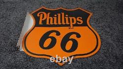 Vintage Phillips 66 Porcelain Metal Gas Oil Rare Sign Service Flange Pump Ad