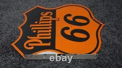 Vintage Phillips 66 Porcelain Metal Gas Oil Rare Sign Service Flange Pump Ad