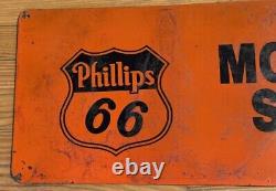 Vintage Phillips 66 Sign Motor Oil Service Painted Metal Rare Authentic